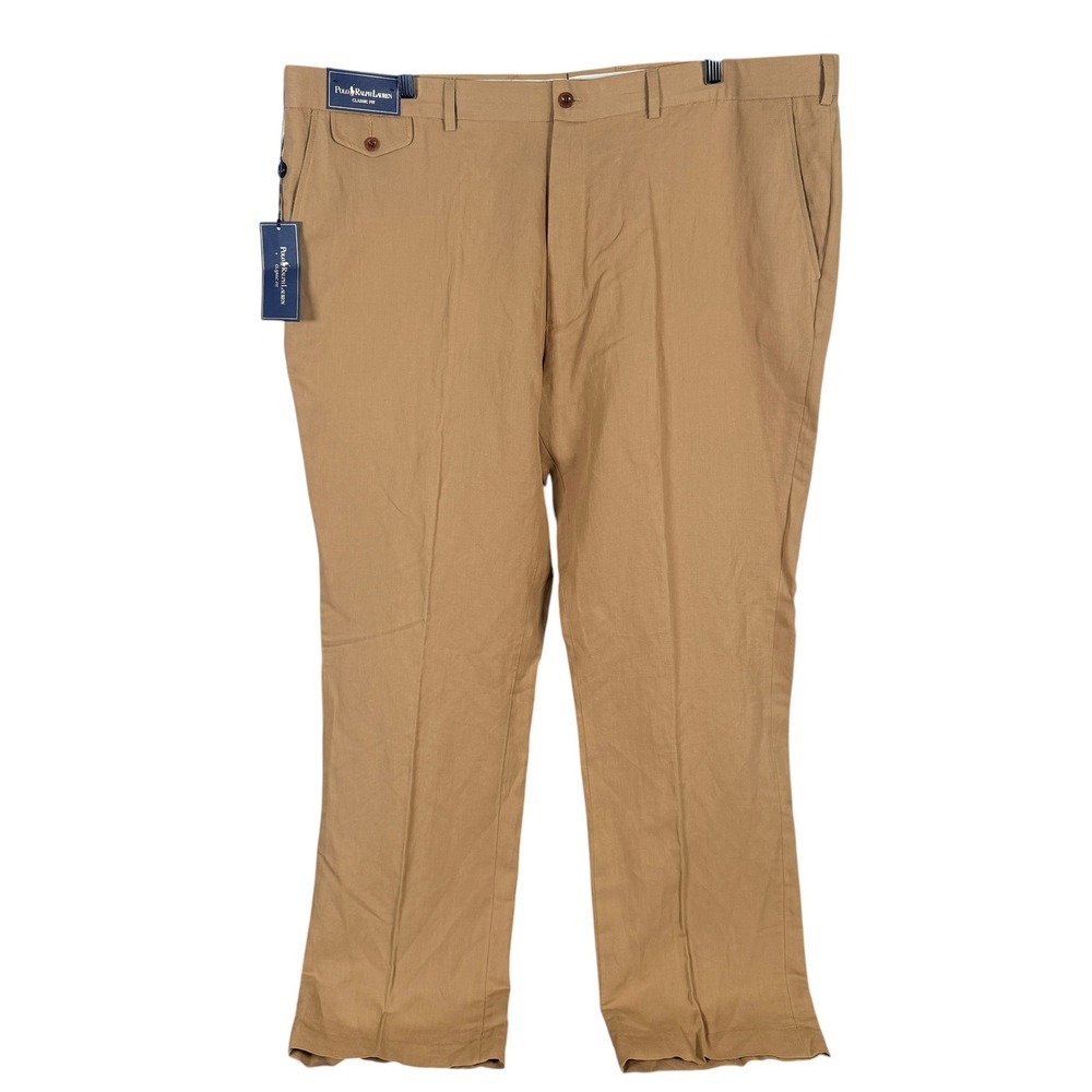 Polo Ralph‎ Lauren Linen Silk Dress Pants Mens 44Bx32 Brown Classic Fit NEW